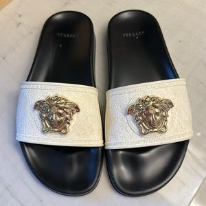 Versace Slides- cream & black with gold accents
